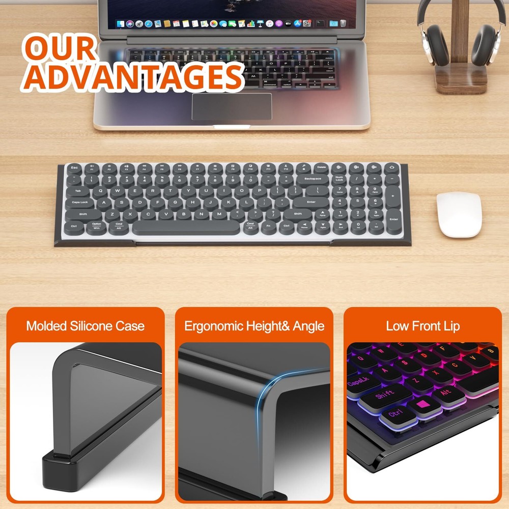Computer Keyboard Stand Acrylic Tilt Riser for Ergonomic Typing Anti-Slip Case