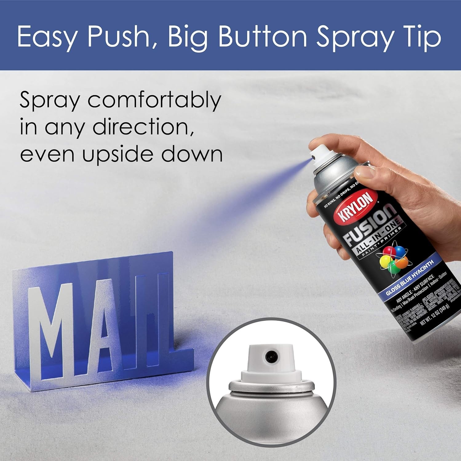 NEW 6-pack lot Krylon K02703007 Gloss Blue Hyacinth All-in-One Spray Paint 12 oz