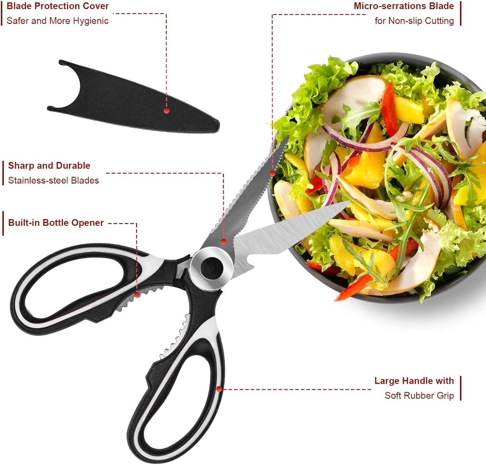 Multi-Purpose Kitchen Shears Set - Sharp Stainless Steel Scissors for All Foods