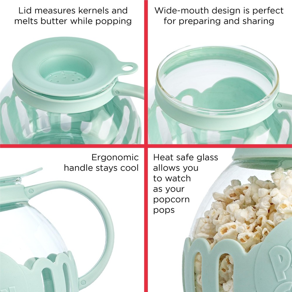 Ecolution Patented Micro-Pop Microwave Popcorn Popper with Temperature Safe Gl