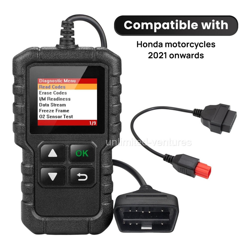 OBD2 Scanner Code Reader with Adapter Cable for Honda Motorcycle 2021+