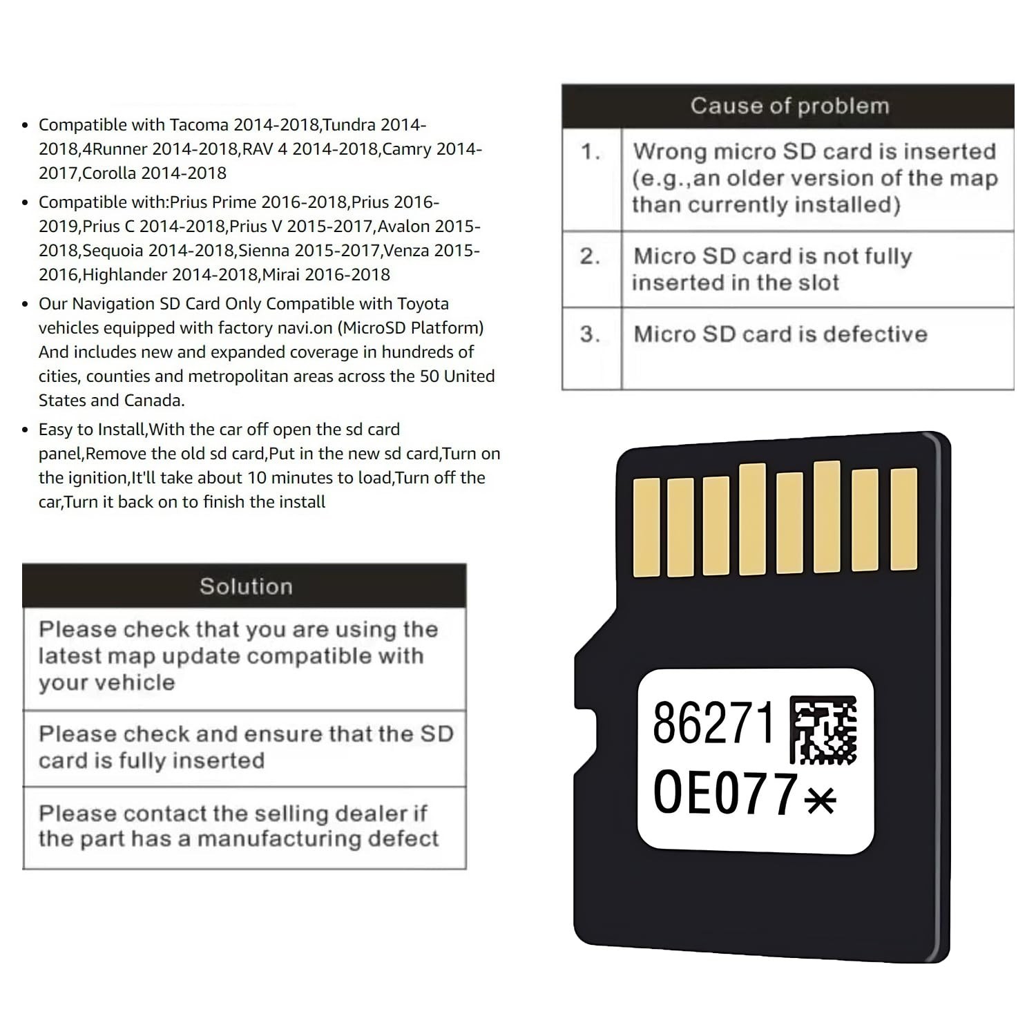 2025 Navigation SD Card Map Update 86271-0E077 for Toyota Vehicles