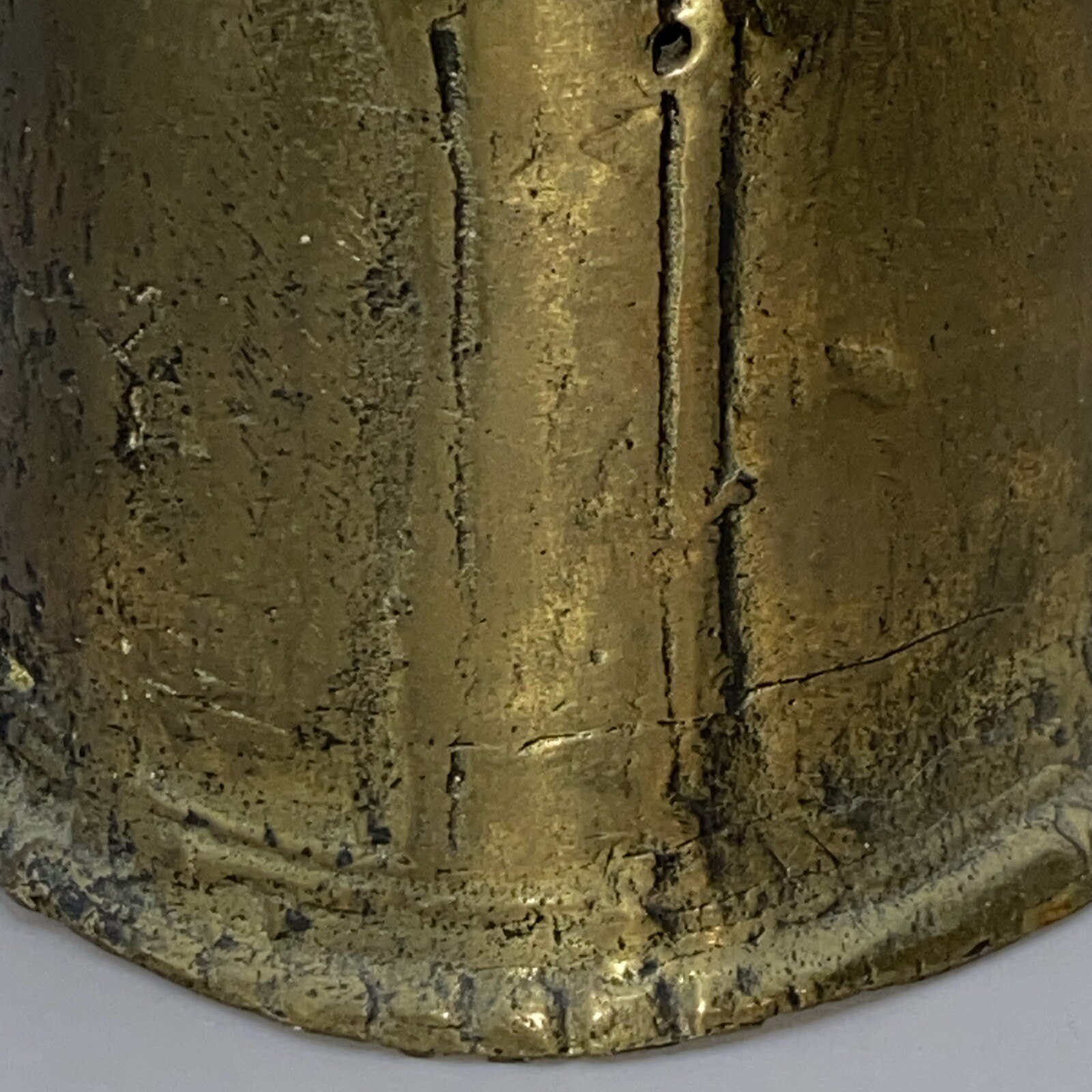 Antique BRONZE TEMPLE BELL Buddhist Tibetan Ritual Temple Bell W/ 4 Faces Handle