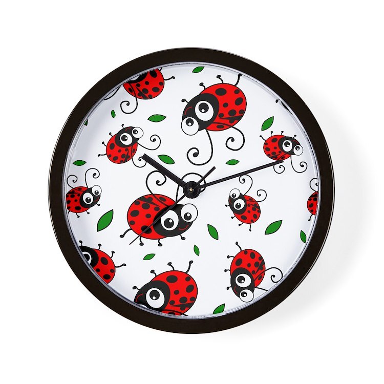 CafePress Cute Ladybug Pattern 10" Wall Clock (1160816344)