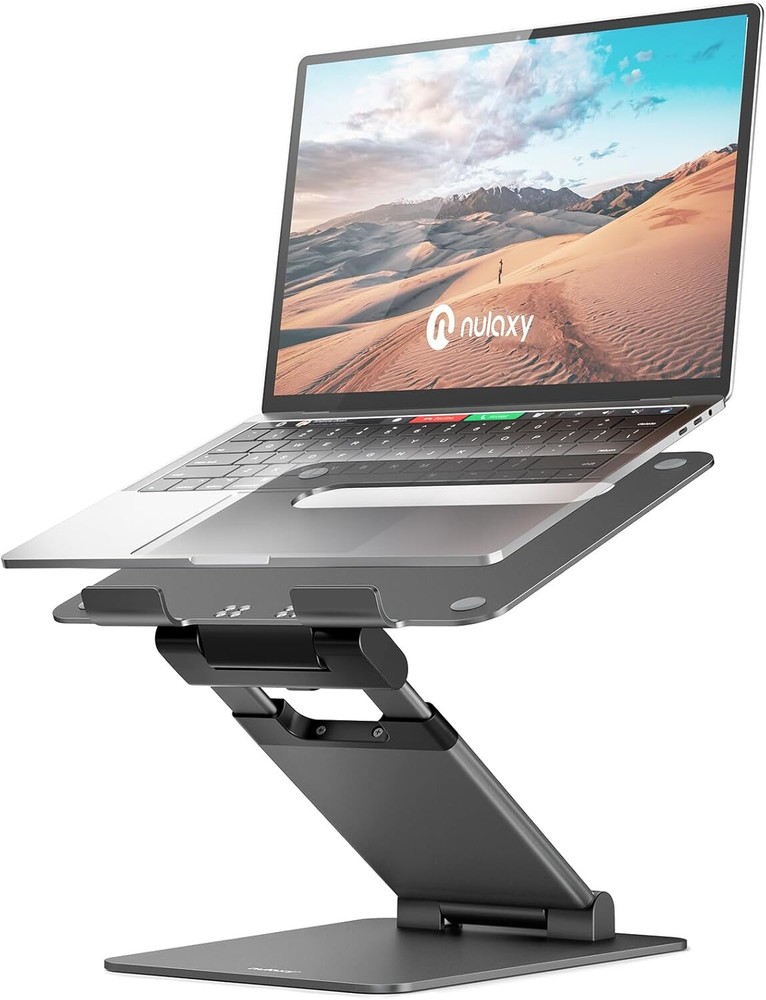 Height Adjustable Laptop Stand for Desk Dual Foldable Aluminum Computer Riser