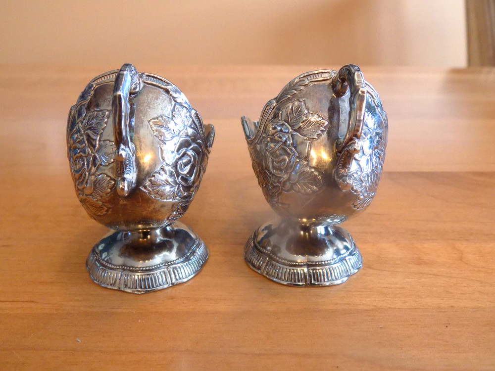 Sugar scuttle pair with spoons