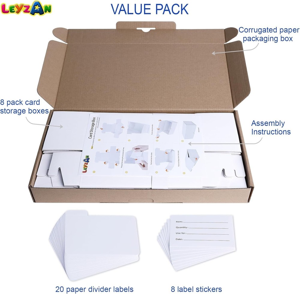 Eco-Friendly 8-Pack Card Storage Solution - Foldable & Sturdy 1000 Card Capacity