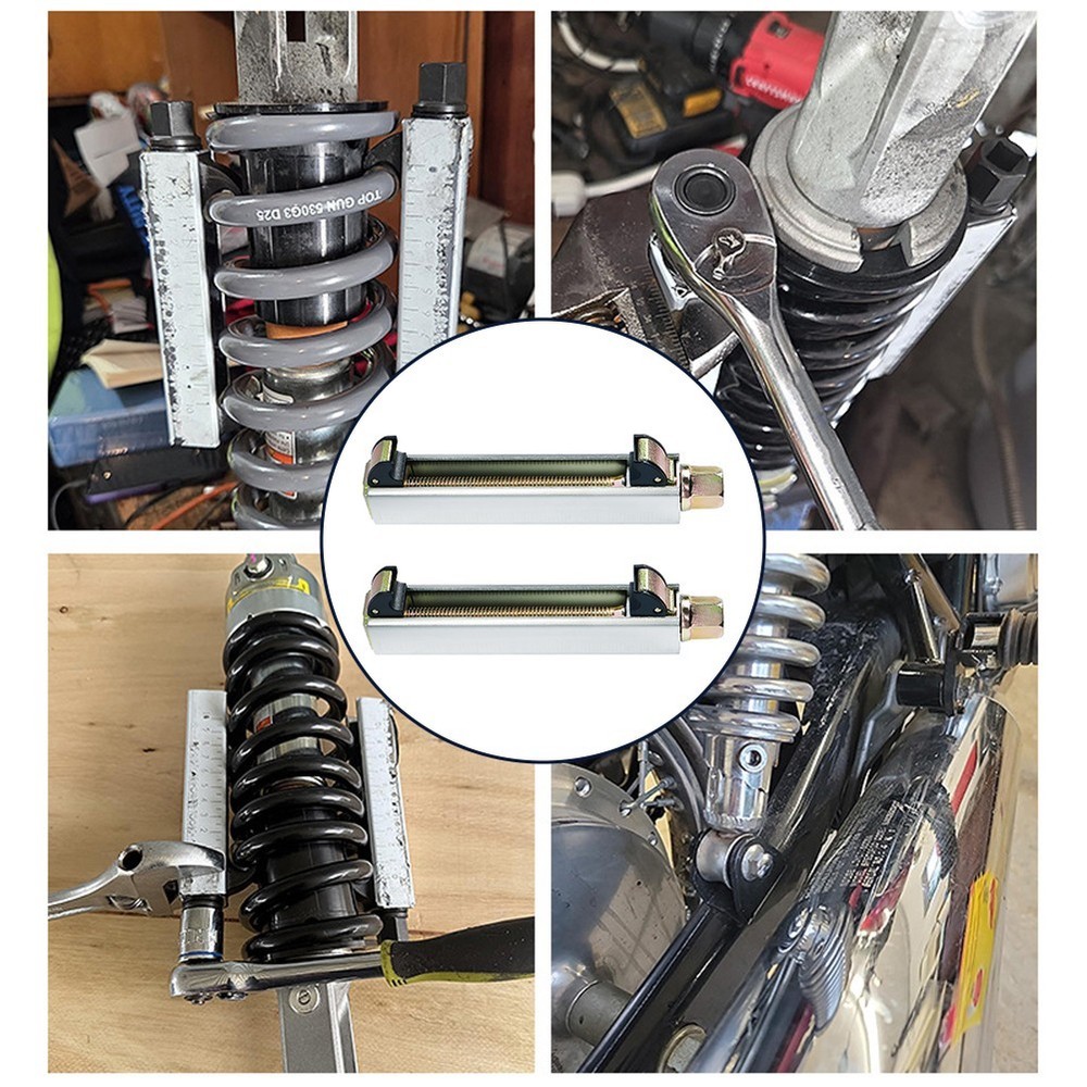 2Pcs Motorcycle Spring Compression Tool Set with Ratchet Wrench Compatibility