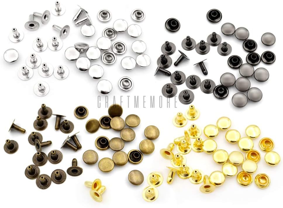 200 Pack Leather Rivets Single Cap Rapid Rivet Metal Stud Fasteners Round Cap...