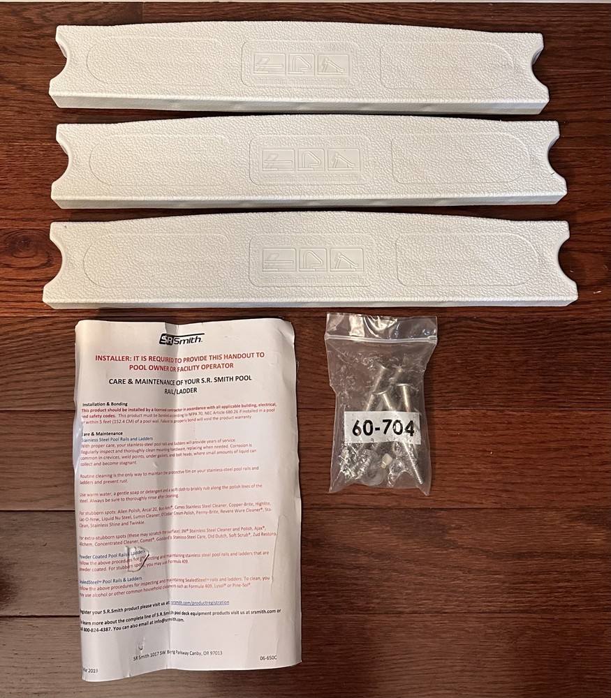 New Genuine SR Smith 3 Plastic Steps Stainless Hardware Pool Ladder replacement