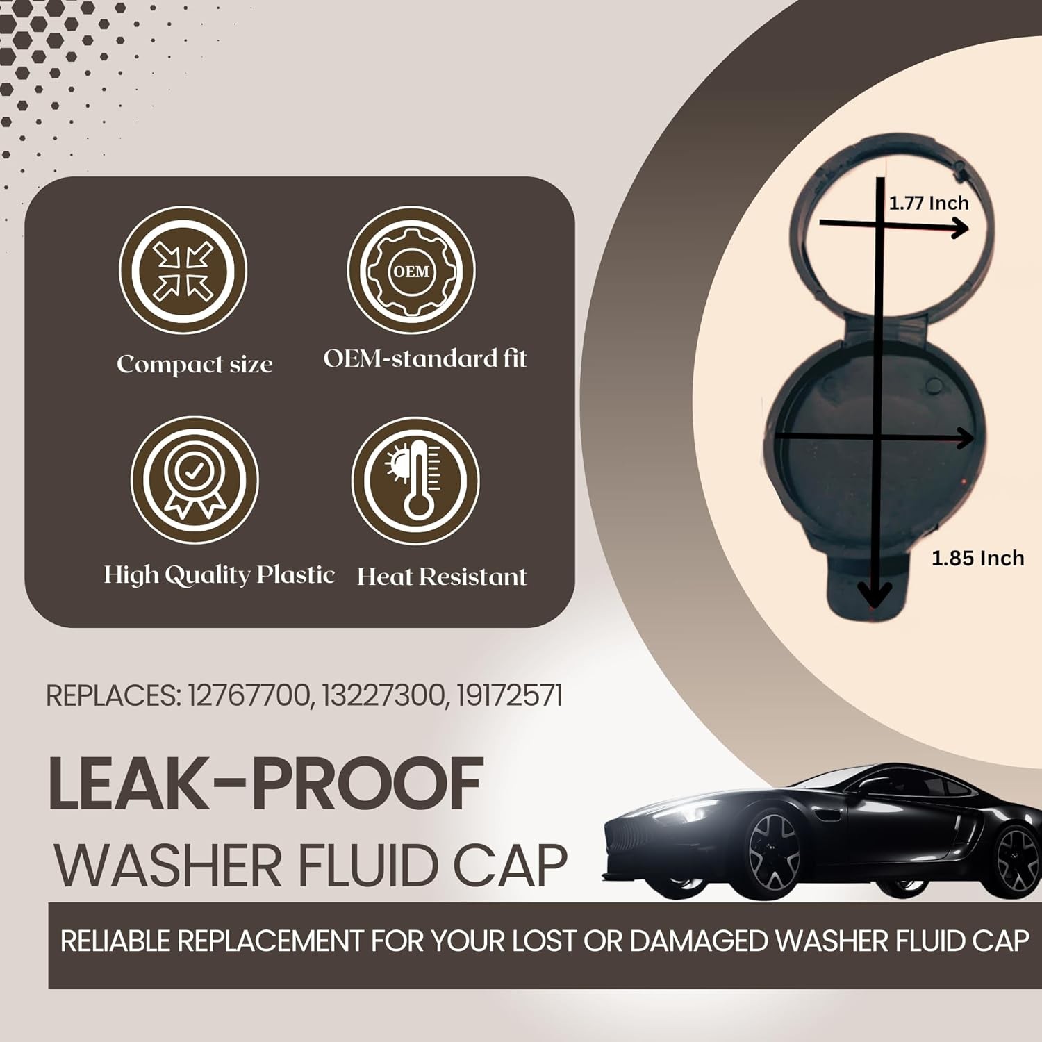 Windshield Wiper Fluid Cap - OEM Replacement Washer Fluid Reservoir Cap for 1276