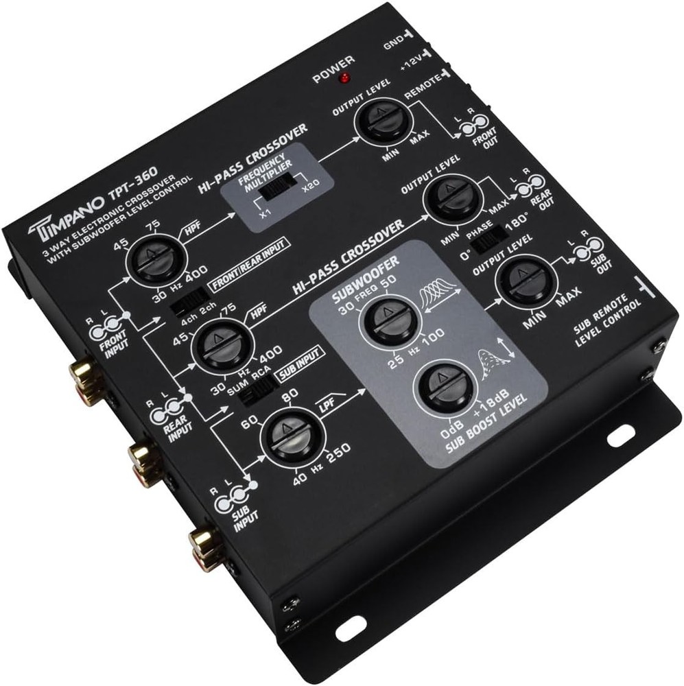 3-Way Electronic Crossover Remote Subwoofer Control Equalizer TPT-360