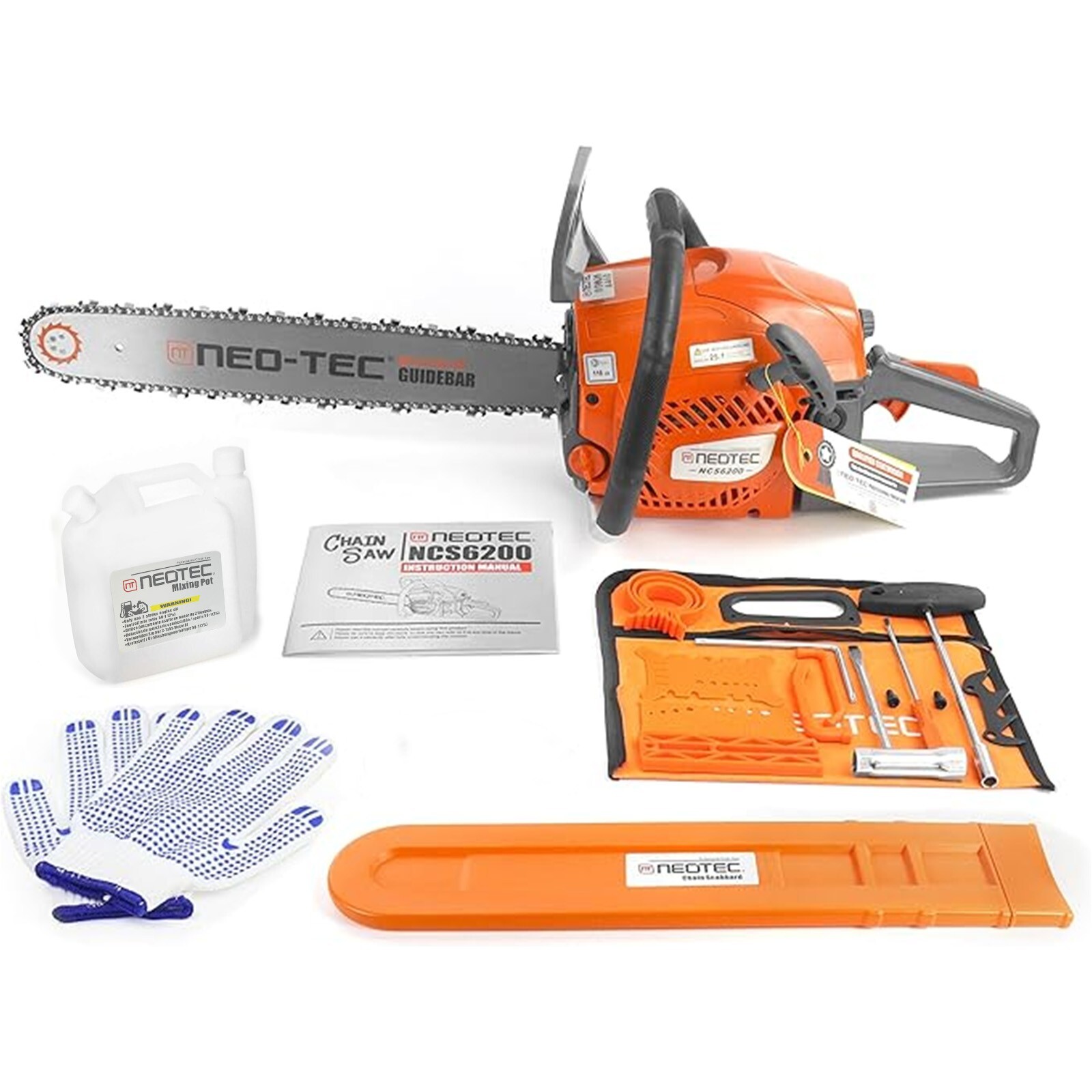 62cc Gas Powered Chainsaw with 20'' Guide Bar Saw Chain 2-Stroke Engine Cut Wood