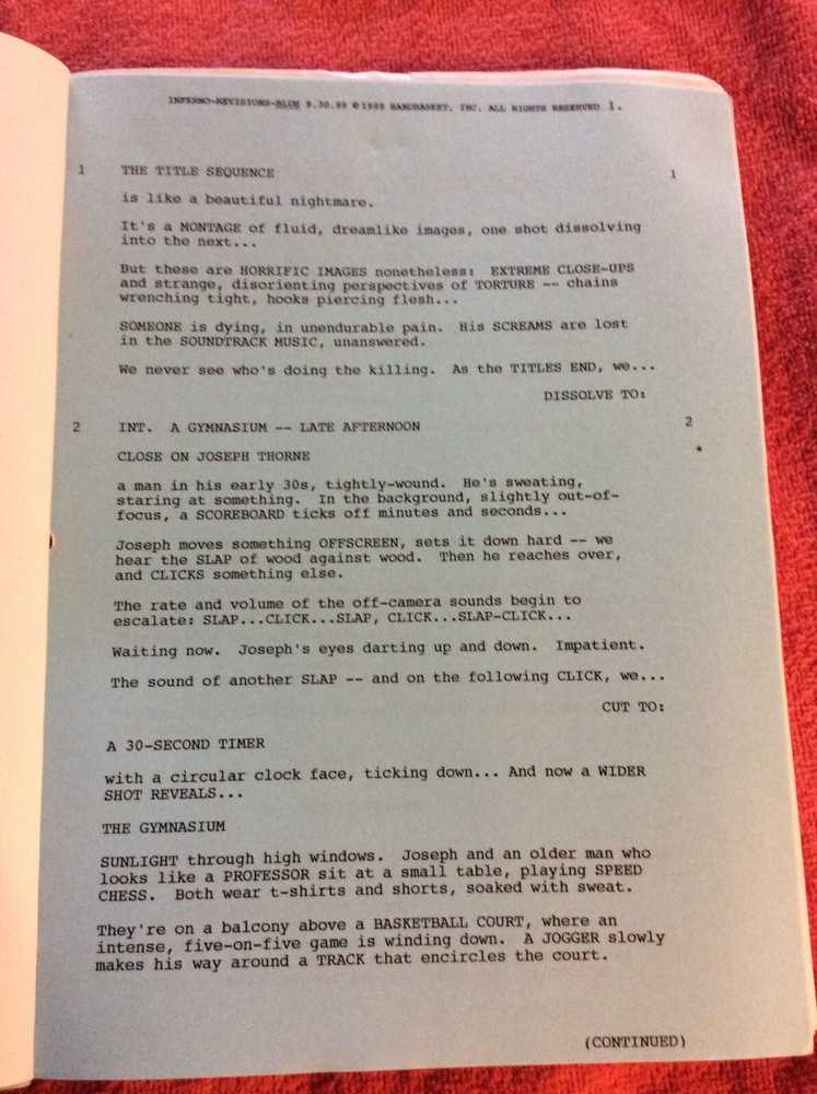 ORIGINAL SCRIPT HELLRAISER INFERNO DOUG BRADLEY CLIVE BARKER SCOTT DERRICKSON