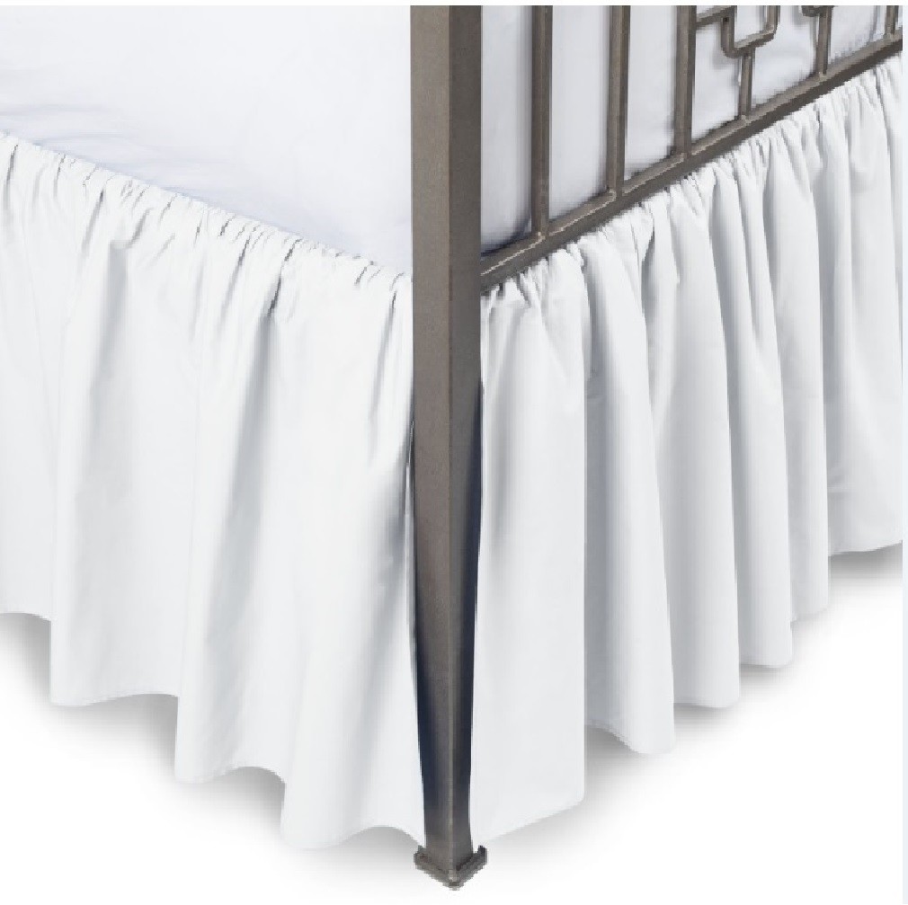 Solid White || 800 TC Cotton Dust Ruffle Bed Skirt Open Corner US Bed Size Drop