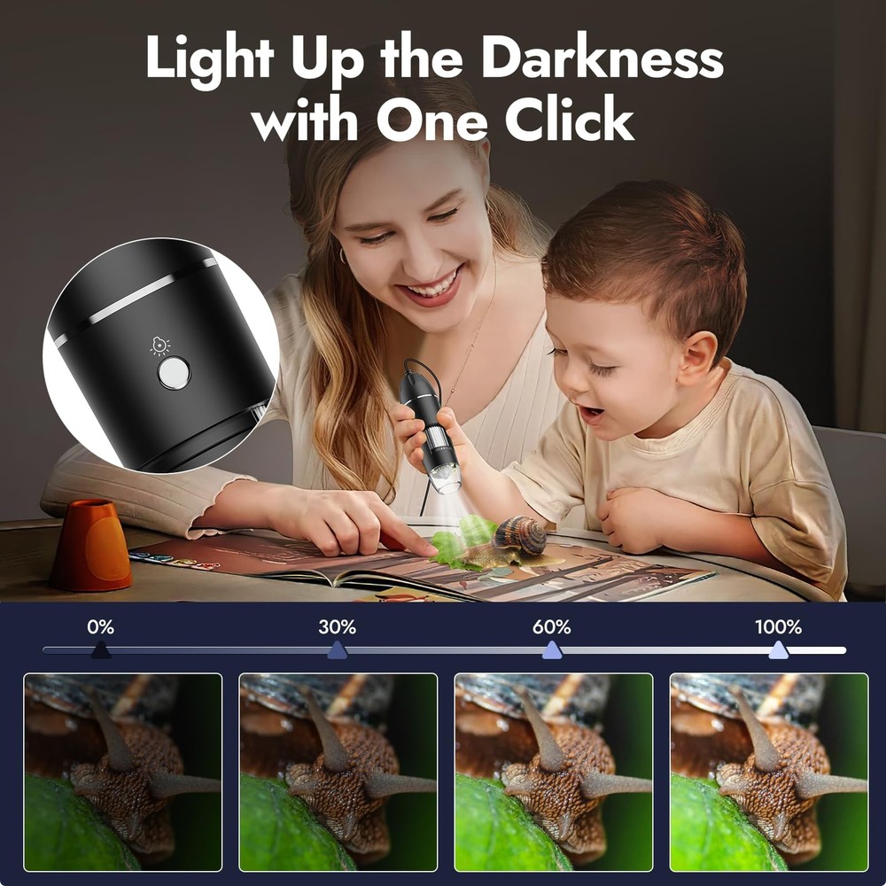 Digital Microscope, 50X-1600X Magnification Portable USB Microscope with Adju...