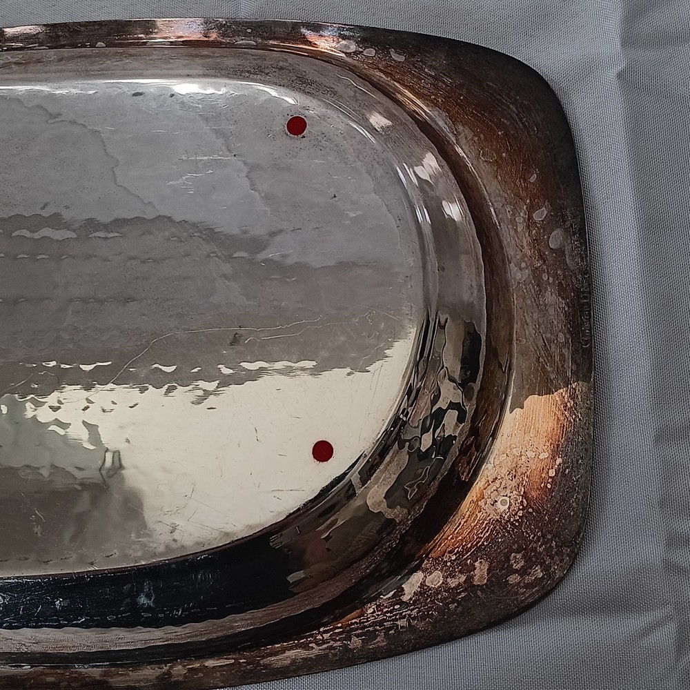 Christian Dior Silverplated Tray Rectangular Shaped Hand Hammered Rare Vintage