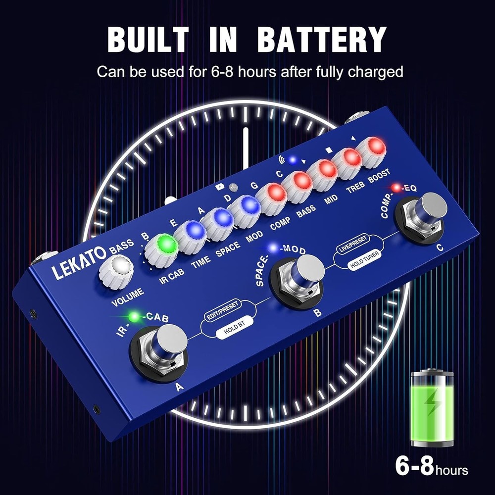 Versatile Bass Multi Effects Processor with Bluetooth and Recording Capability