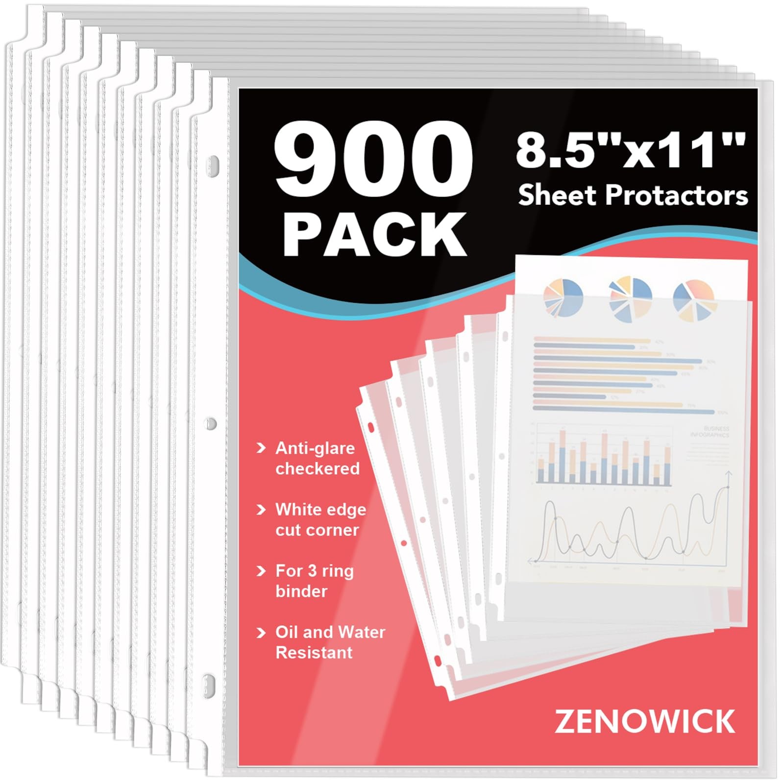 900 Pack Sheet Protectors 8.5 X 11 Inch Clear Page Protectors for 3 Ring Binder