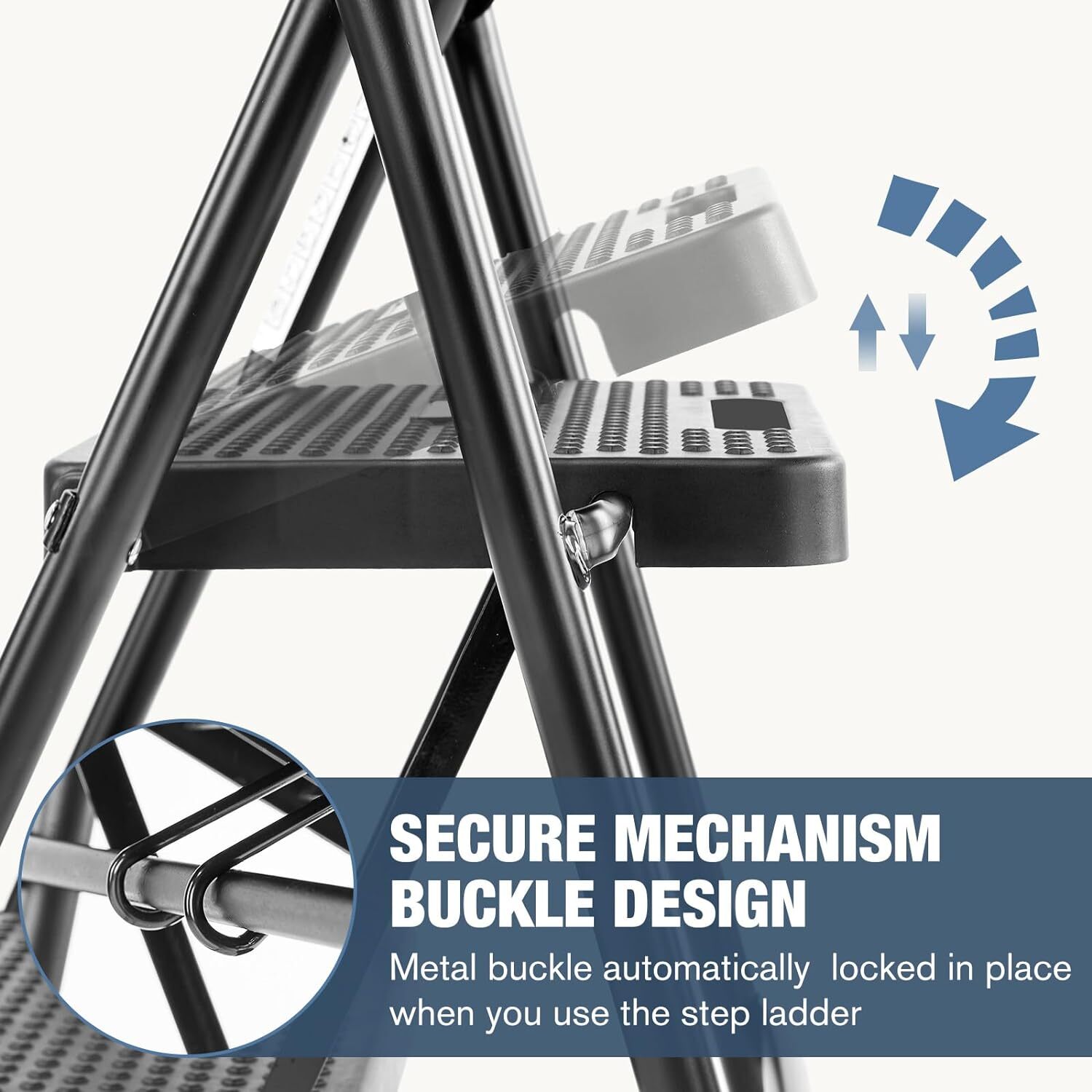 Portable 2 Step Folding Ladder Step Stool - Anti-Slip Pedal - 800 lbs Capacity