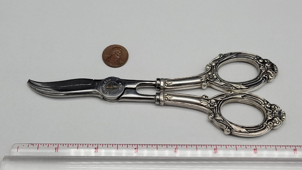 Vintage WEB STERLING HANDLE GRAPE SHEARS, ITALY