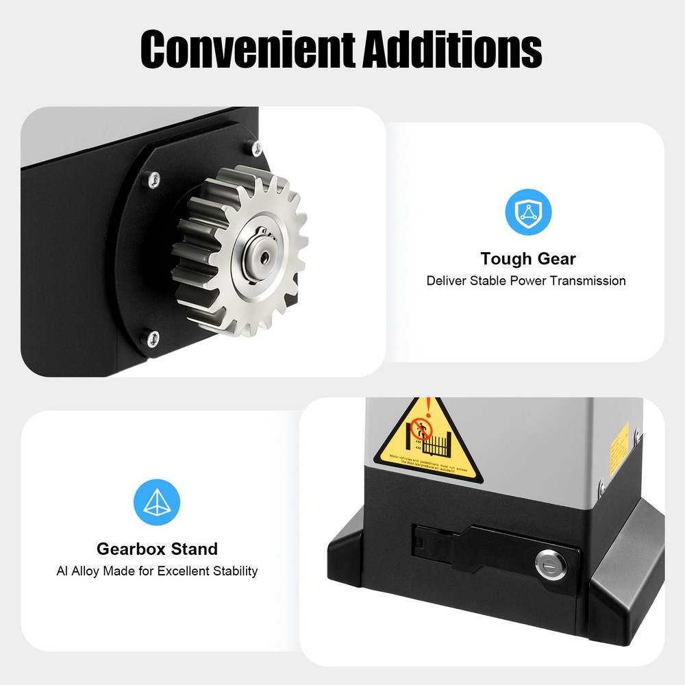 Automatic Sliding Gate Opener Rack Driven with 2 Remotes & Complete Kit 4400LBS