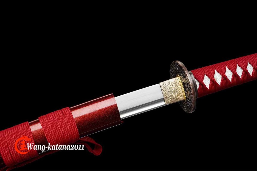 Handmade Full Tang Red Japanese Samurai Katana Function Sharp Sword Spring Steel
