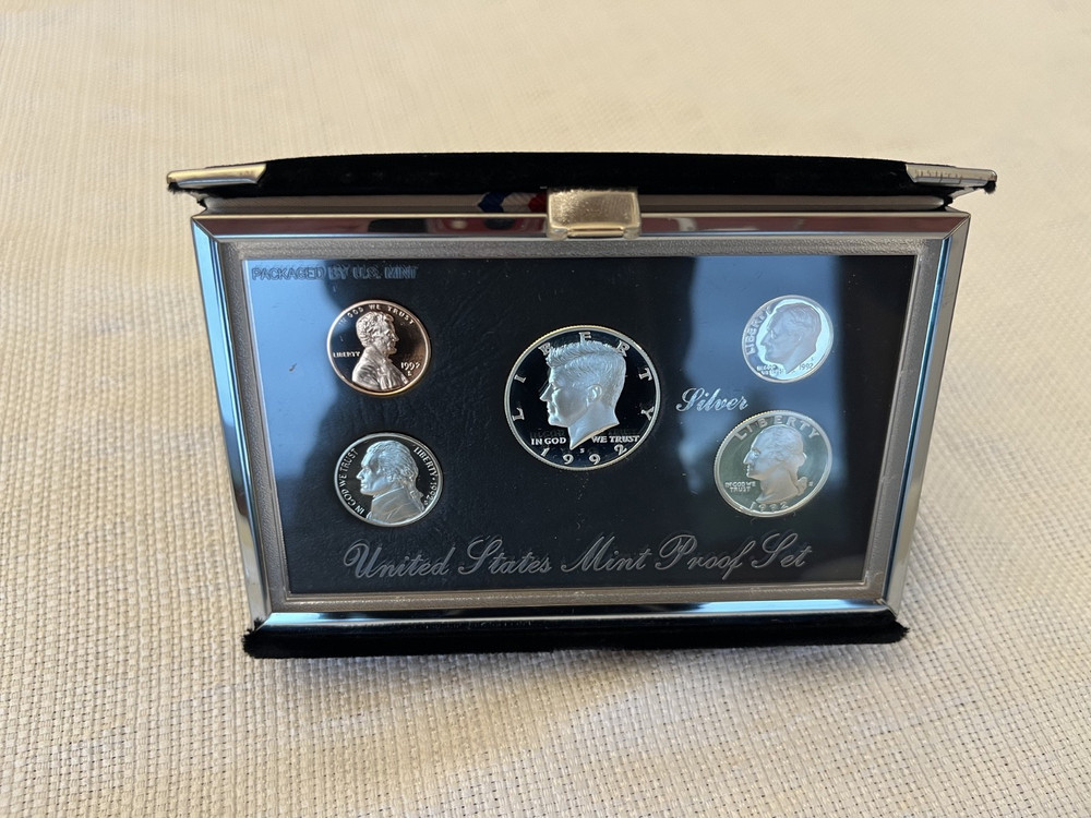 1992 S Premier SILVER Proof Set. Coins in Mint Made Custom Display Box.