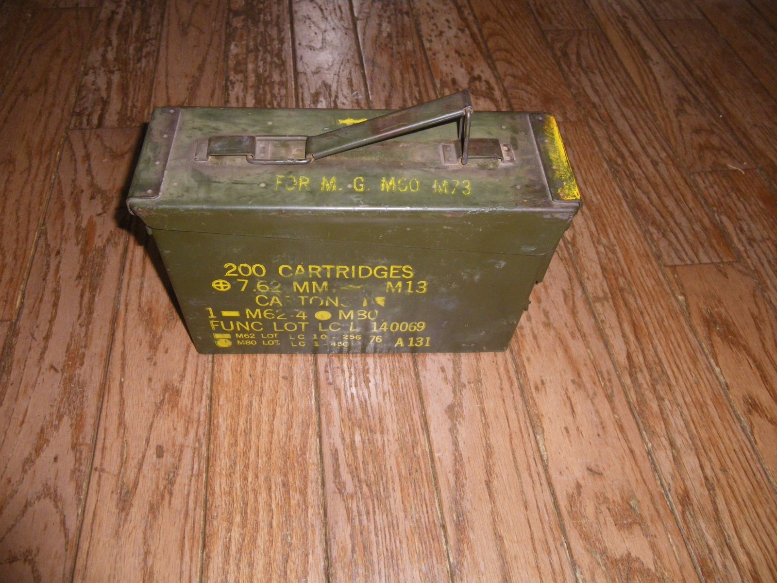 Vintage US Military Army Ammo Metal Box Can 200 Cartridges 7.62MM M13 Nice Clean