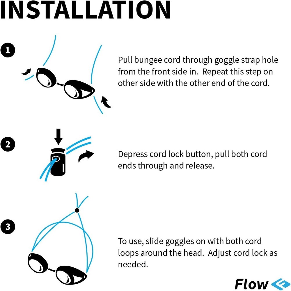Flow Goggle Strap Kit (2-Pack) - Replacement Bungee Cord Straps For Swim Goggles