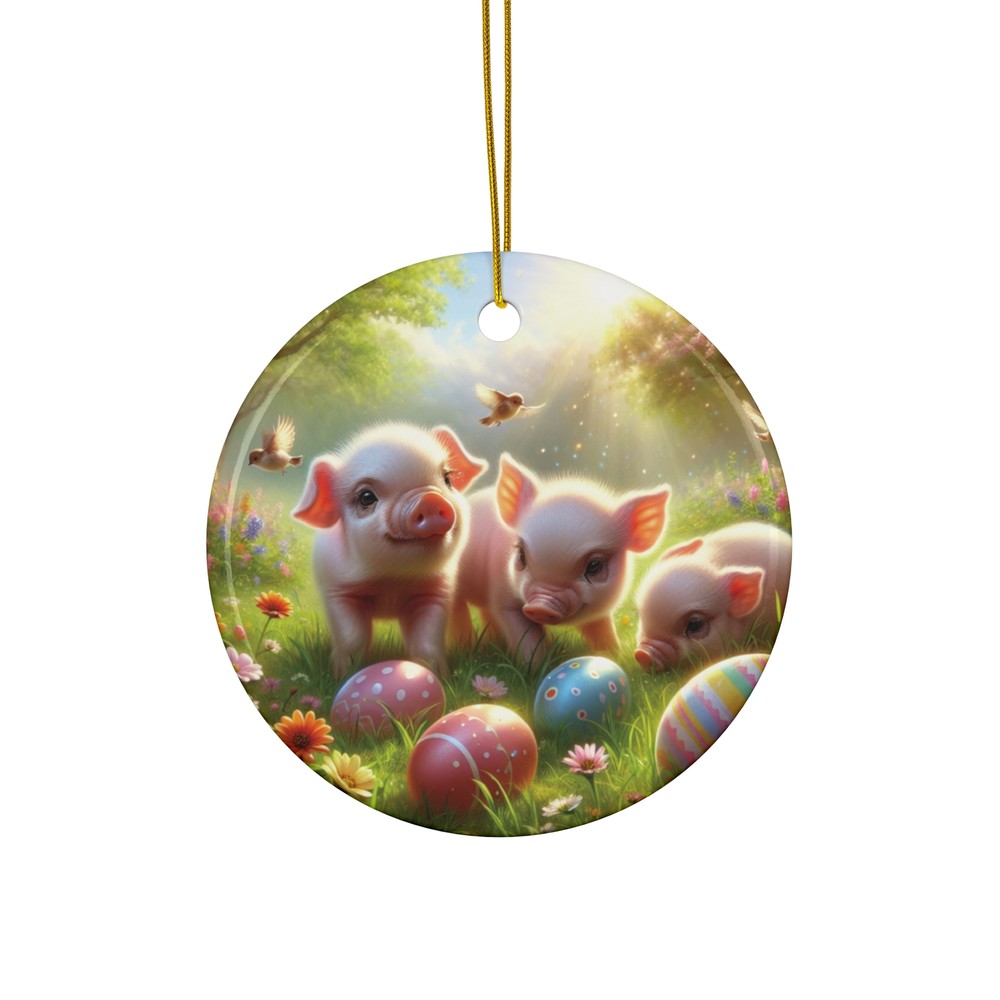 Cute Easter Pigs Ceramic Ornament