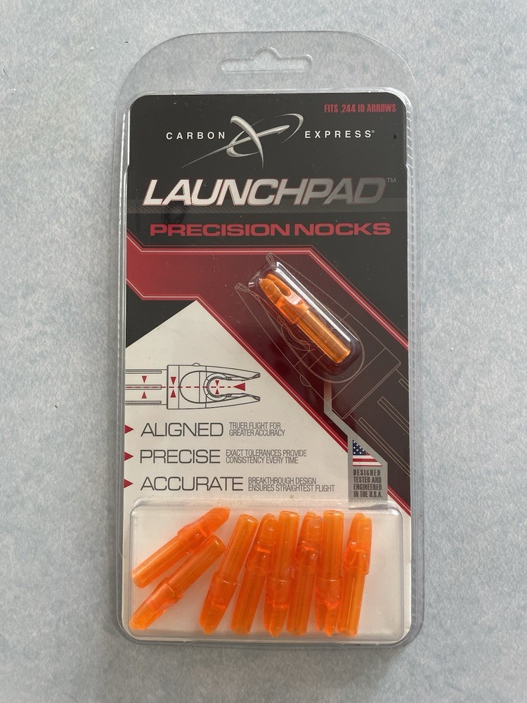 Carbon Express .244 Launchpad Precision Nock 9-Pack - Clear/Orange
