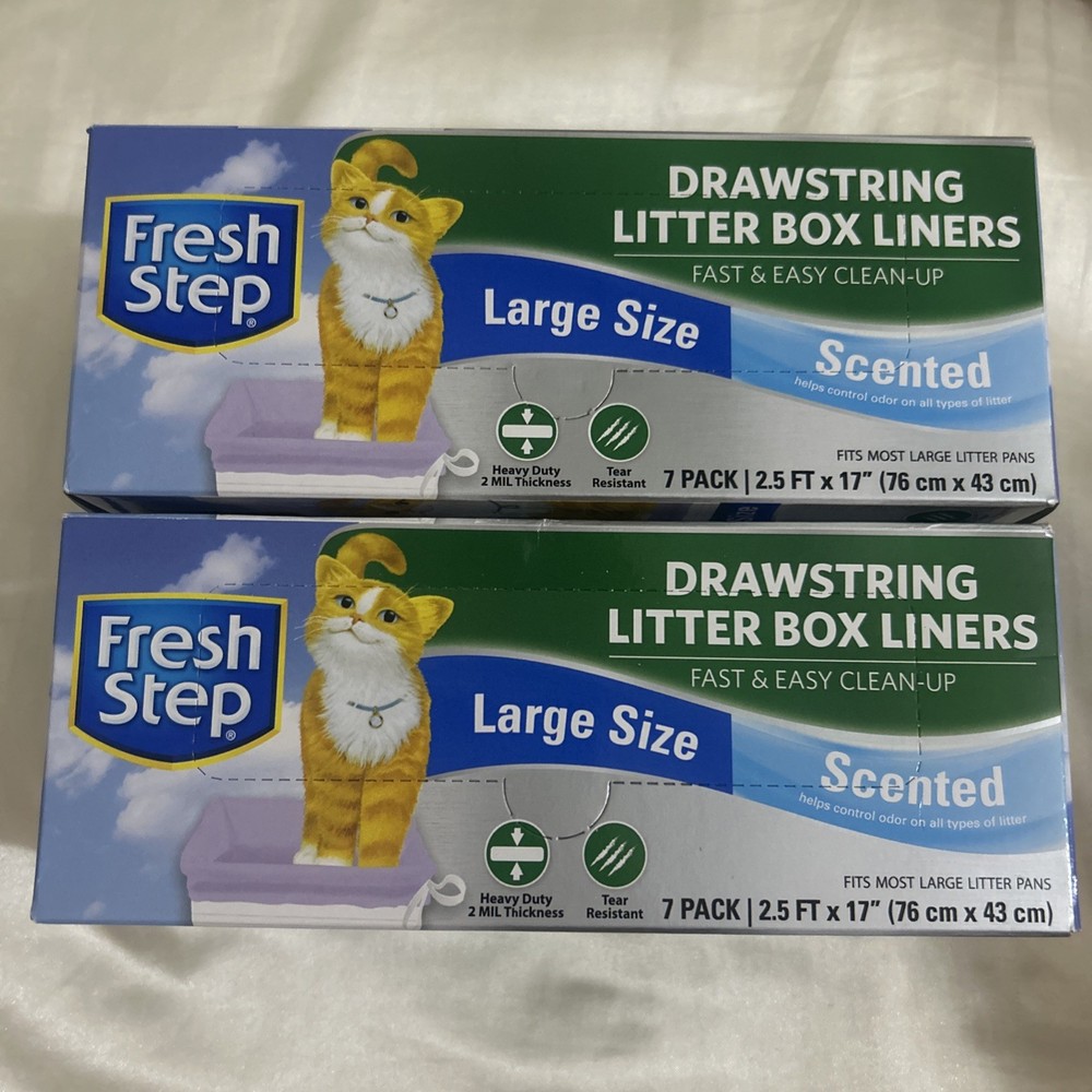Two Boxes Fresh Step Drawstring Litter Box Liners Large Scented 14 count (2x7ct)