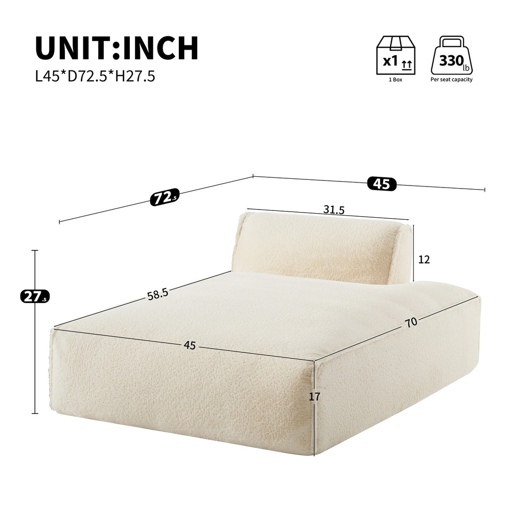 72"Oversized Modular Sofa,Fully Compressed,Left-handed face,Spacious Foam-Fille