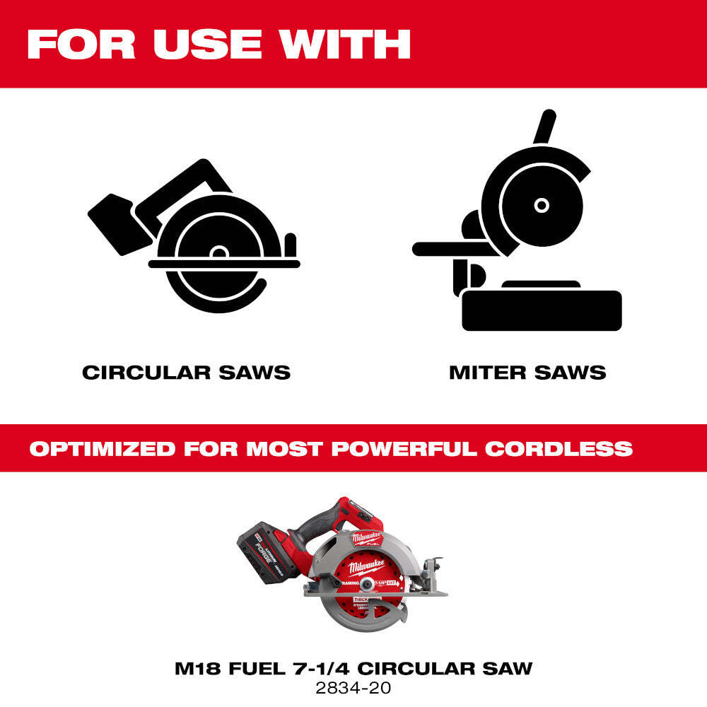 Milwaukee 48-40-0740 7-1/4" 24T Thick Kerf Framing Circular Saw Blade
