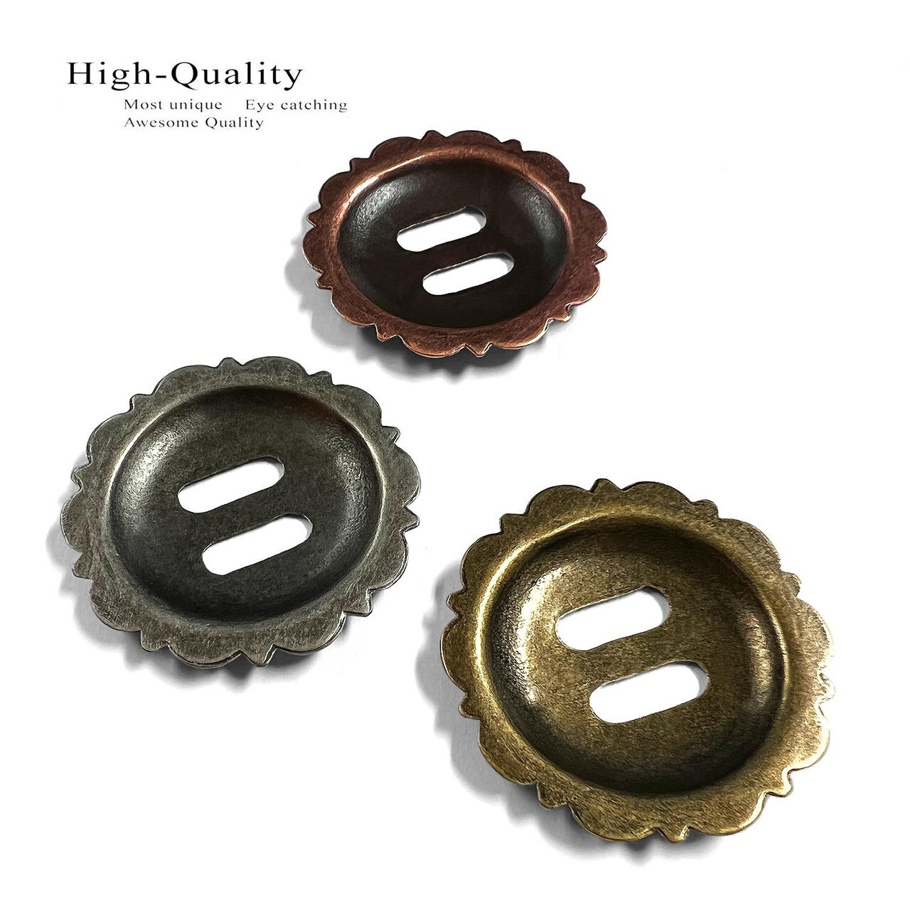 Set of 6 WESTERN HORSE SADDLE TACK ANTIQUE ENGRAVED SLOTTED CONCHOS 1-1/2"