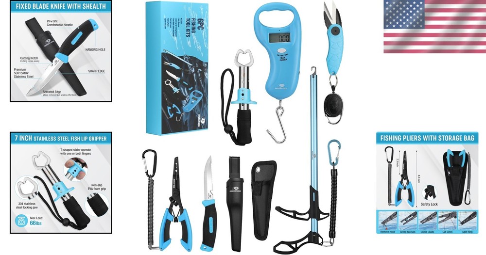 Fishing Tools Kit with Plier, Gripper & Hook Remover