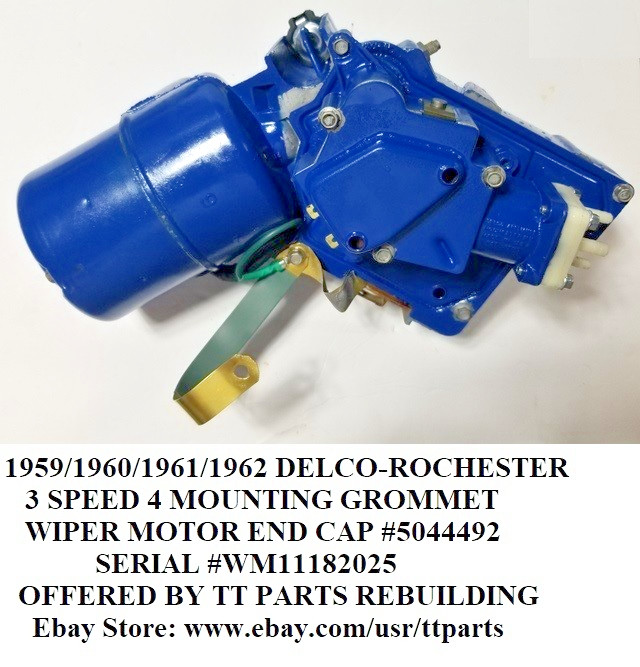 1959/60/61/62 DELCO-ROCHESTER 4 MOUNT 3 SPEED WIPER MOTOR TESTED & WORKS