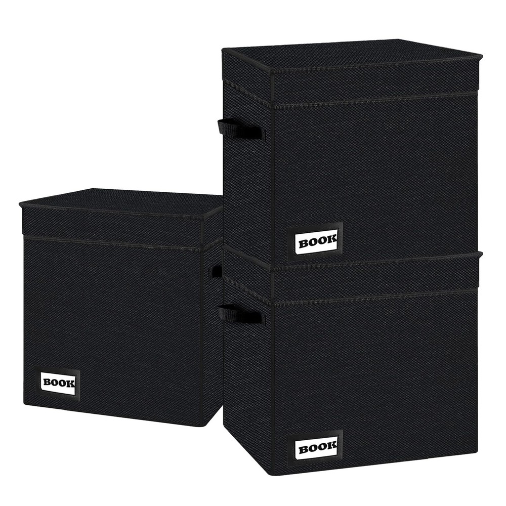 YNSZAS 3 Pack Collection Comic Book Storage Boxes, 3-Pack, Small Black
