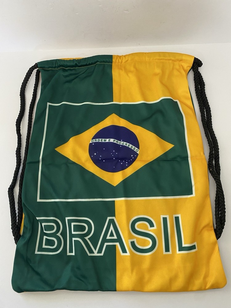 BRASIL SOCCER TEAM DRAWSTRING KNAPSACK DOUBLE SIDDED BAG SIZE: 14" X 18"