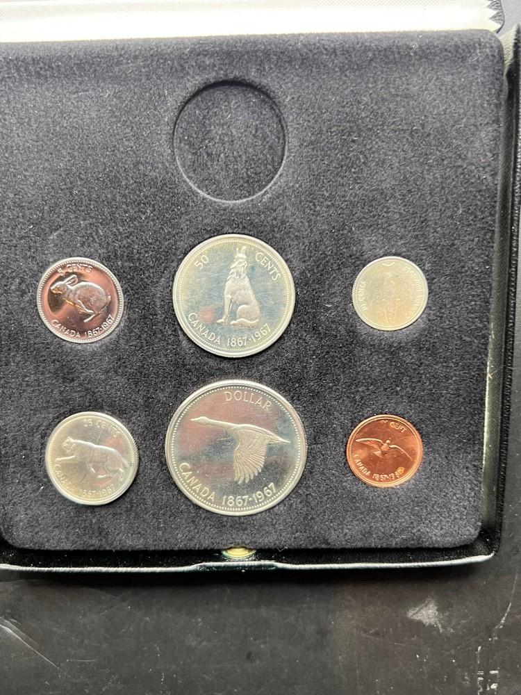 1967 Canada Centennial Proof Set: Penny to Silver Dollar in Black Case