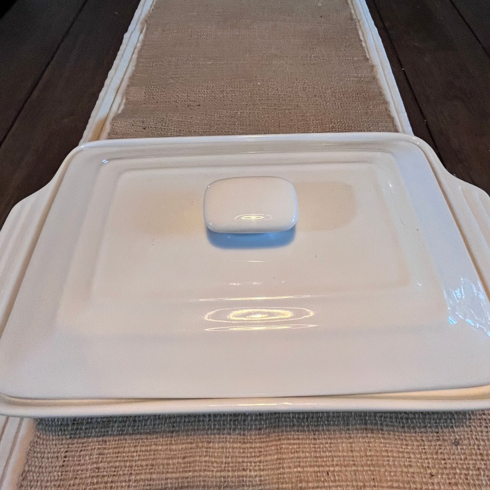 Malacasa Porcelain Casserole Dish with Lid Rectangular Baking Pan White