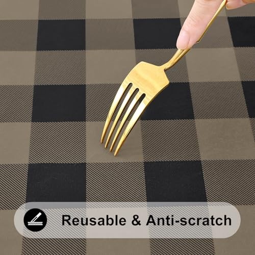 Rectangle Picnic Table Cloth, Elastic 72" x 30" (Rectangular) Black and Khaki