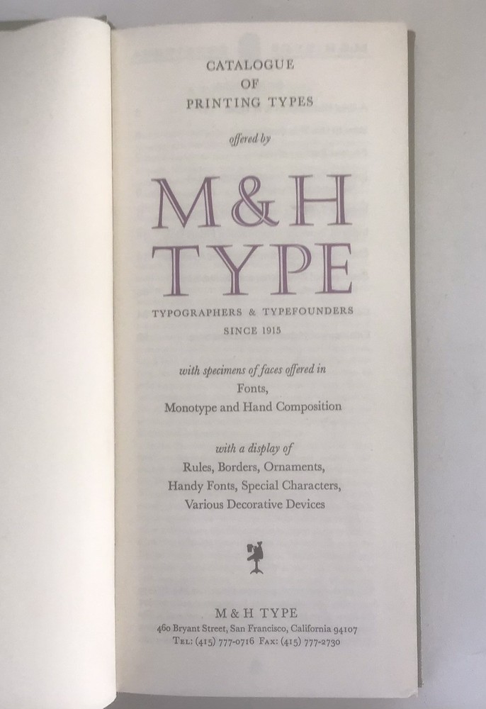 M & H Letterpress Type specimen Book