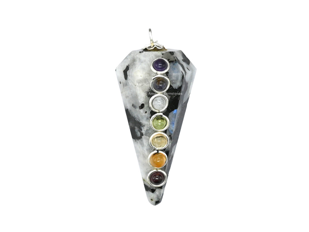 Rainbow Moonstone Dowsing Crystal Chakra Pendulum