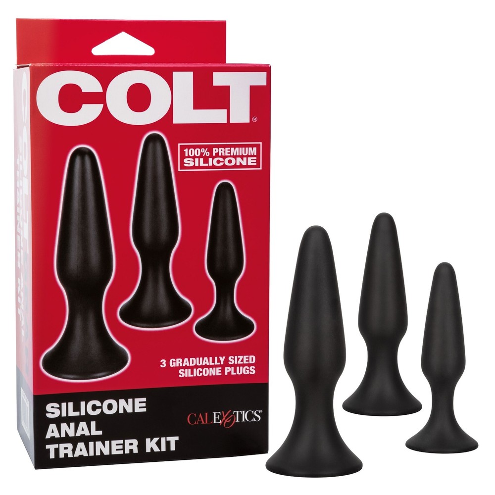 COLT Silicone Anal Trainer 3PC Kit Black - Graduated Butt Plug Set