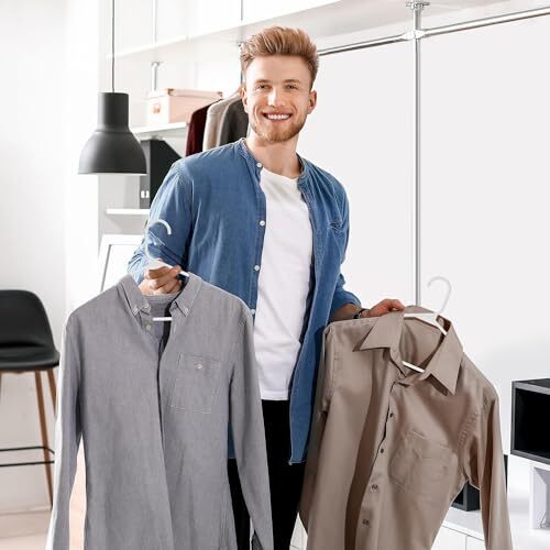 White Plastic Hangers 50 Pack Plastic Clothes Hangers with Hooks Space Saving...