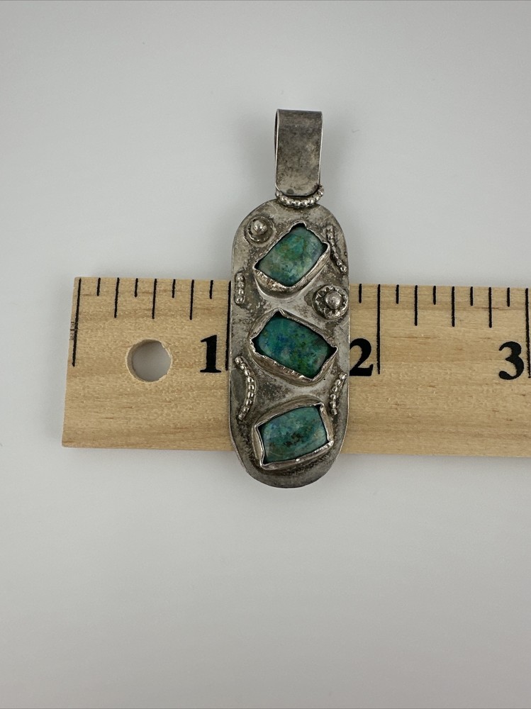 Native American Turquoise Pendant 925 Stone Silver