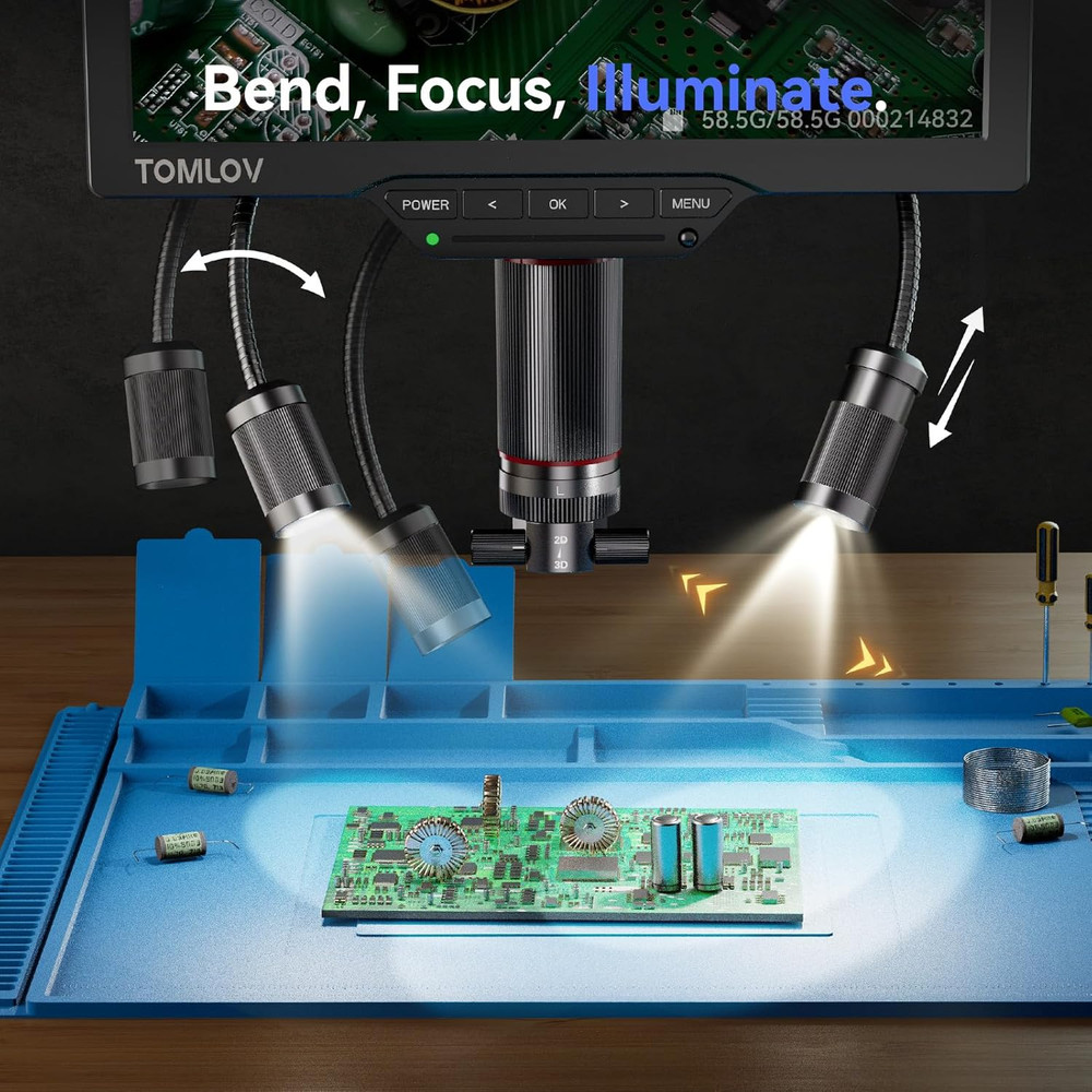 3D Digital Microscope for Soldering: Magnetic Dual Lens Micro Scope TM3K-3D for