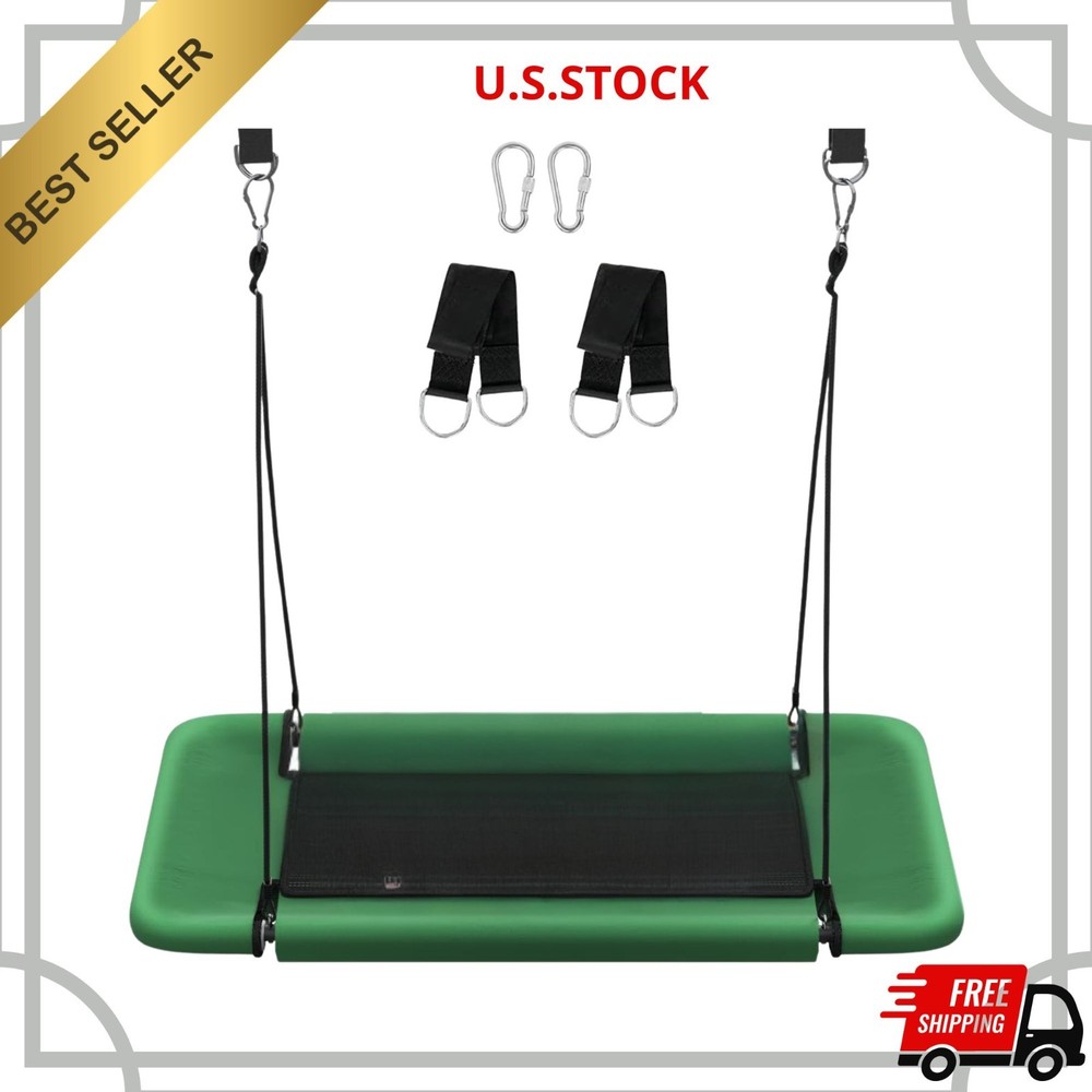 NEW 60" Rectangular Tree Swing Adjustable Platform 700lb Green Black Outdoor